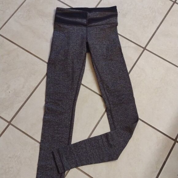 Lululemon Wunder Under full length leggings herringbone tummy control grey 2 - Picture 2 of 9